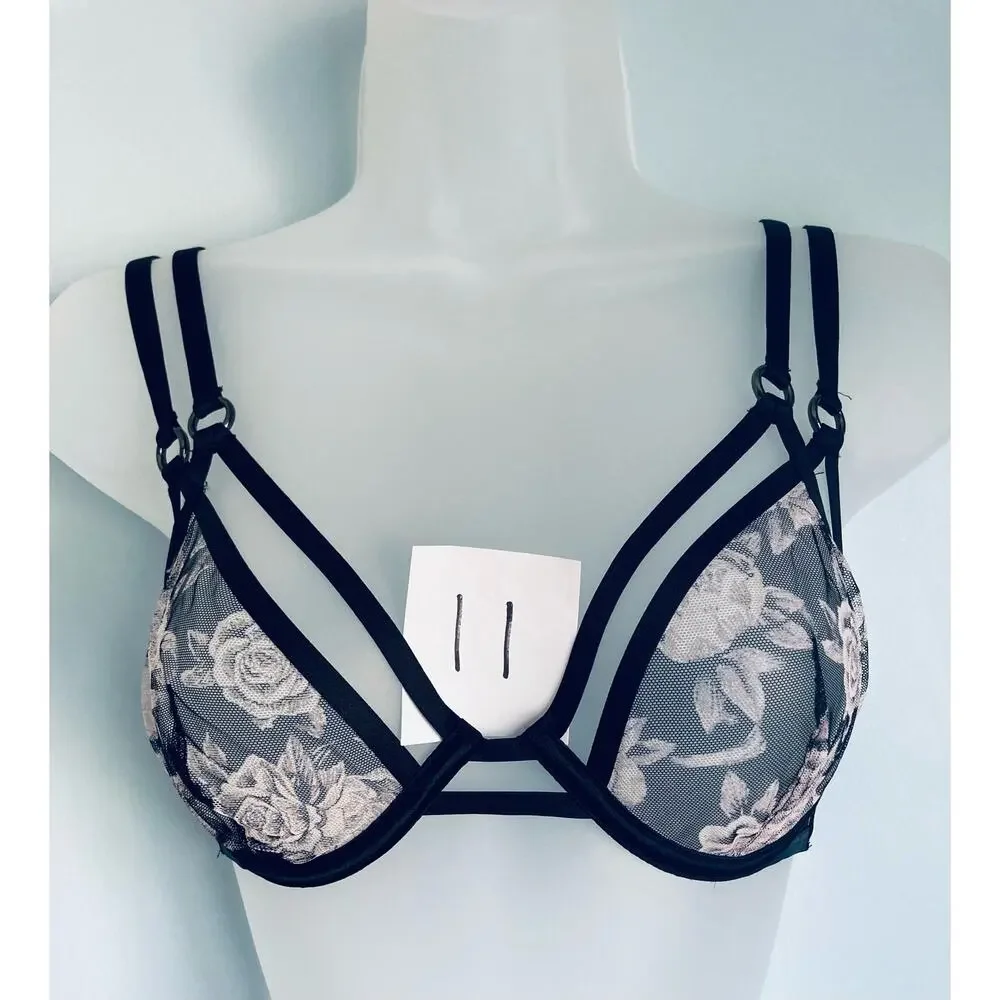 Victoria's Secret Unlined Bra 32D Floral Coquette Whimsigoth